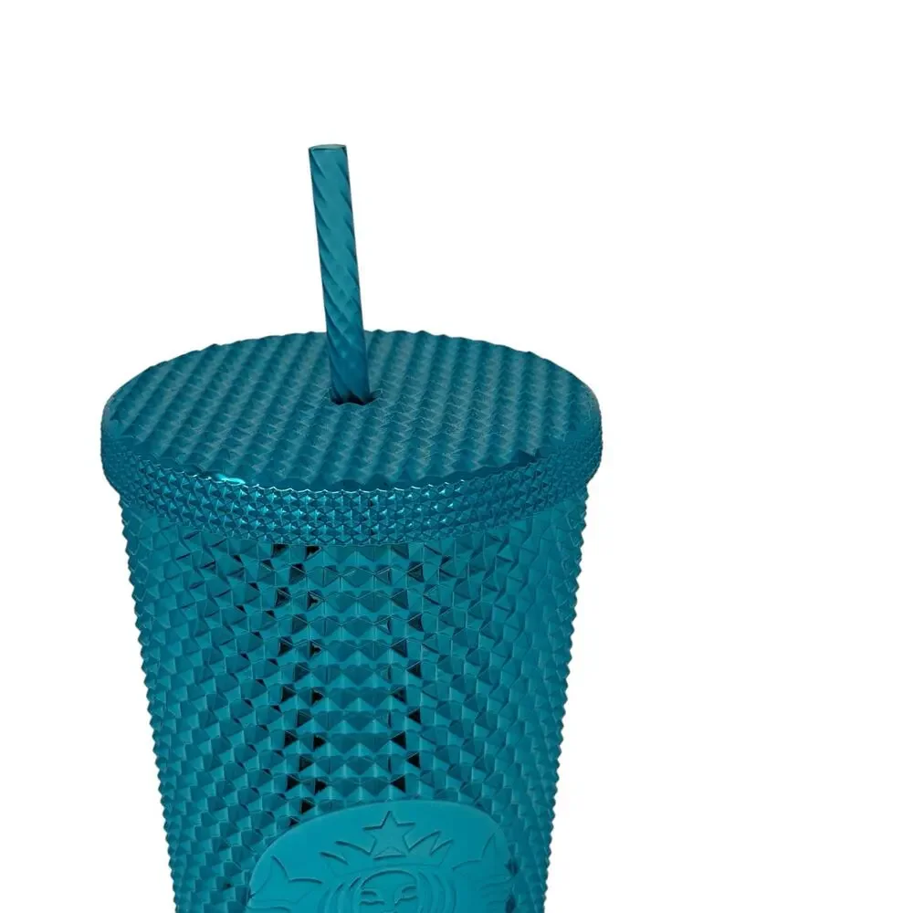 Starbucks Teal Chrome Blue Studded Venti Cold Cup Summer‎ 2023 24oz Tumbler NEW